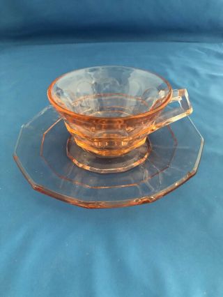 Pink Tea Room Depression Glass Cup & Saucer Set