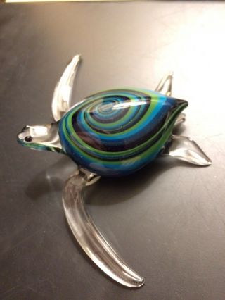 Blue Green Honu Lamp Worked Glass By Jupiter Nielsen 4 1/2 X 3 1/2 " Sea Turtle
