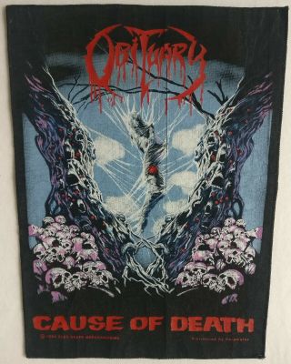 Obituary - Cause Of Death Backpatch Vintage ©1990 Blue Grape Merch Metal