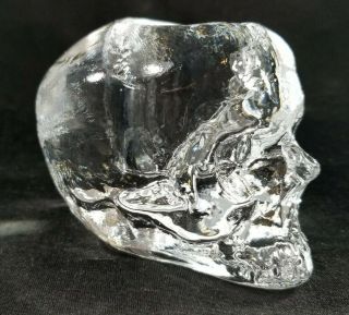 Vintage Kosta Boda Crystal Art Glass Clear Skull Still Life Candle Votive 3 1/2 "