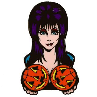 Elvira Spinning Pumpkins Vampire Mistress Dark Enamel Pin Horror Monster Movie