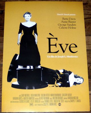 All About Eve Bette Davis Anne Baxter Joseph L.  Mankiewicz Small French Poster