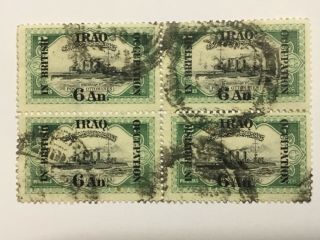 Old Stamps Iraq British Occupation 6 Annas Green Block Of 4