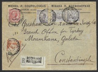 Egean Islands/rodi Covers 1921 R - Firmcover Frontside Rodi To Constantinopel