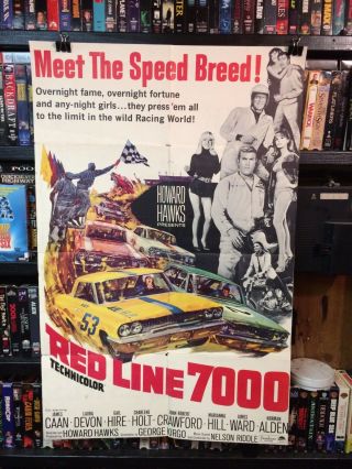 Vintage Movie Poster One Sheet Redline 7000 1965 Exploitation Hot Rods
