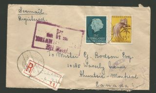 Scarce 1956 Netherlands Guinea Regist Cover To Canada Singapore Ny Transits