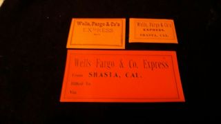 3 Different Wells Fargo & Company Labels Circa 1870s - 1890s