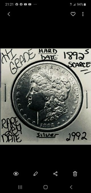 1892 S Morgan Dollar.  Hi Grade;,  Scarce,  Low Mintage.  Price Drop Was $225