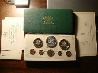 1972 Trinidad & Tobago Tenth Anniversary 8 Coin Proof Set W/ Silver $5.  00 