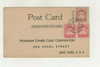 Japan Imperfs,  Yokohama 1923,  Dai - Chi Ginko,  Peterson Cipher Code Postcard To Usa