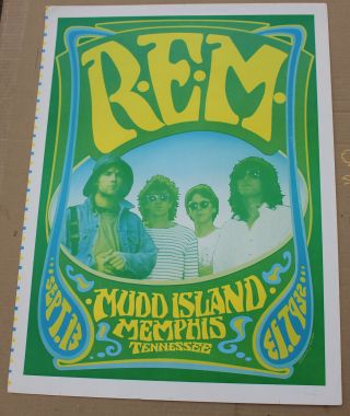 Rare R.  E.  M.  Griffin Tuten Concert Poster Mudd Island 1986 Signed Art Print Green