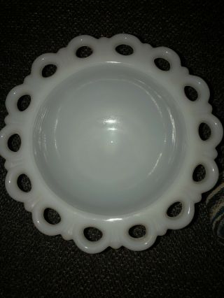 Vintage White Milk Glass Lace Edge Pedestal Footed Candy Dish/Desert Bowl.  Craft 2