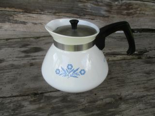 Vintage Corning Ware 6 Cup Blue Cornflower Stove Top Tea Kettle & Lid