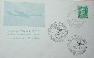 Brazil 1960 Cover Printed For B.  O.  A.  C.  Comet 4 First Flight To Europe