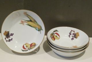 Royal Worcester Evesham Gold Trim China Set 4 Coupe Soup Cereal Bowls 8 Availble