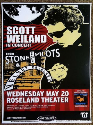 Scott Weiland 2009 Gig Poster Stone Temple Pilots Portland Oregon Concert