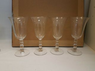 Imperial Candlewick Water Wine Goblets 4 Glass Beaded Stem Antique 7 1/2 "