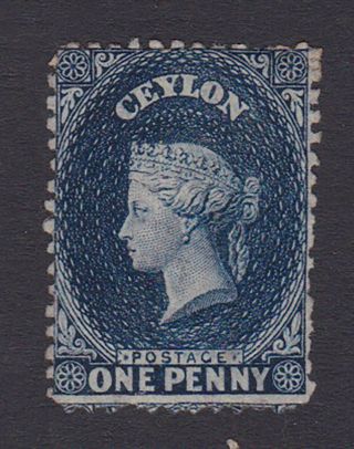 Ceylon.  Sg 63b,  1d Deep Blue.  Mounted.