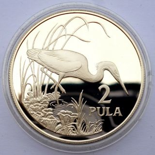 Botswana 2 Pula 1986 Silver Coin Proof Wildlife - Slaty Egret (t8)