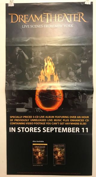 Dream Theater - Live Scenes From York (2001 Elektra 12 " X24 " Promo Poster) Vg