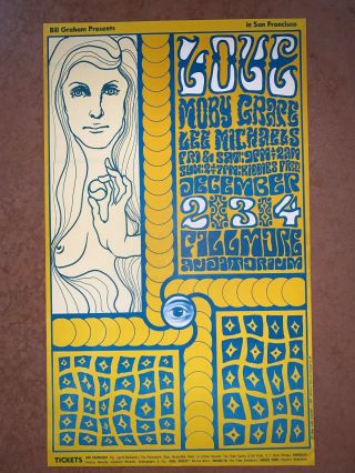 Fillmore Poster Bg - 40 - Op - 1 Love,  Moby Grape,  Lee Michaels 1966