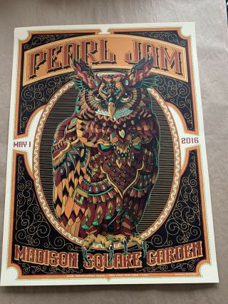 Pearl Jam Poster York City 2016 Madison Square Garden Bioworkz Night 1