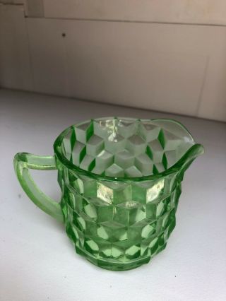 Creamer Jeannette Glass Cube / Cubist,  Green