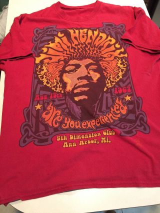 Jimi Hendrix Experience T Shirt L 5th Dimension Club 1967 Guitar Rock
