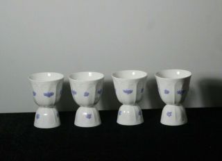4 Royal Adderley Blue Chelsea Fine Bone China Embossed Double Egg Cups