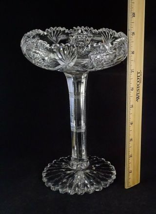 Abp Multi - Sided Stem Tall Compote American Brilliant Cut Glass