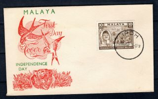 Malaya Malaysia 1957 Merdeka Independence Day Fdc First Day Cover Ipoh Cds