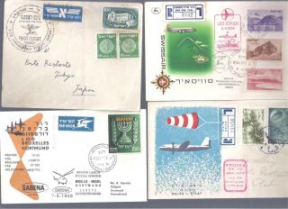 Israel First Flights Cachet Covers Better 4 Early Ones Lot 3