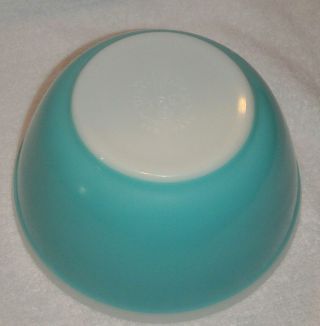 1967 - 1969 Pyrex Turquoise Blue Americana Mixing Bowl,  1.  5 QT,  Blue w/ White Rim 2