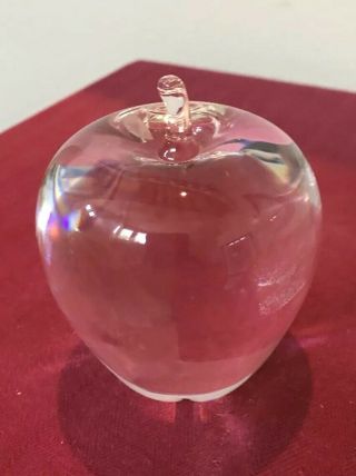 Steuben Crystal Glass Apple Paperweight Figurine Signed