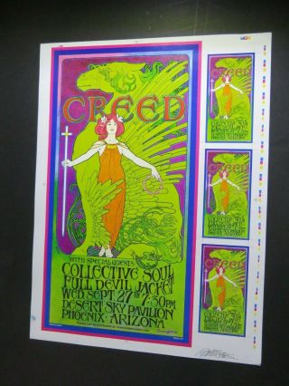Creed - - - Collective Soul Concert Poster - Phoenix Az.  Uncut Sheet Handbills Signed