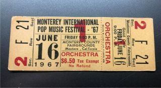 Monterey Pop Festival Concert Ticket Stub June 16,  1967 Simon Garfunkel