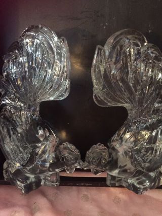 Vintage Heisey Clear Crystal Glass Rooster Pair Circa 1940 - 46 Bea Very Heavy