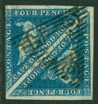 Sg 6a Cape Of Good Hope 1855 - 63.  4d Blue.  Very Fine Pair,  Good Margins.