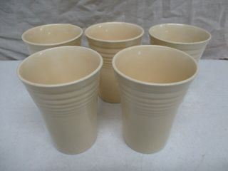 5 Vintage Homer Laughlin Fiesta Ivory Tumblers Made In Usa 4.  5 "