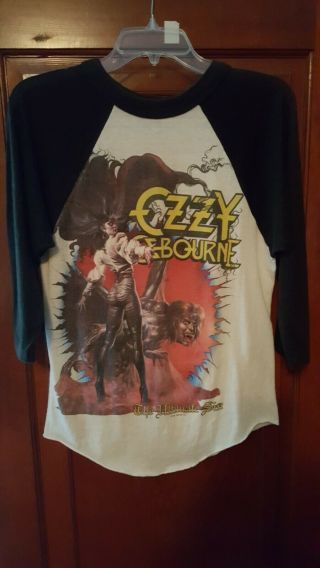1986 Ozzy Osbourne The Ultimate Sin Tour Raglan Shirt M Thin Vintage