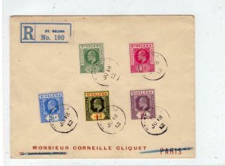 St Helena: 1912 Registered Cover To Paris And Redirected (c45672)