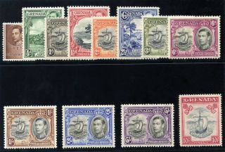 Grenada 1938 Kgvi Set Complete Mnh.  Sg 152 - 163f.  Sc 131 - 142.