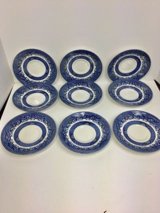 9 Churchill Blue Willow Made In England Saucers Bread And Butter Plates