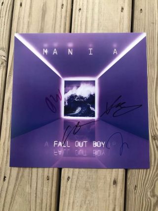 Fall Out Boy Autographed Lithograph Poster Mania Fob 12x12 Signed Pete Wentz