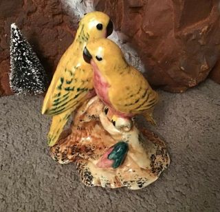 Vintage Stangl Pottery " Double Love Birds " Yellow Parakeet Figurine 3404 Look