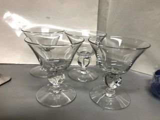 4 Vtg Fostoria Clear Azure Fairfax Footed Crystal Cordials Drinking Glasses
