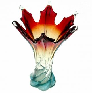 Regal Royal Murano Flames Of Fire & Ice Art Glass Twist Royal Majesty Vase