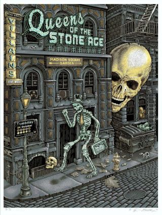 & Signed Emek Queens Of The Stone Age Msg Nyc A/p Poster 4/10