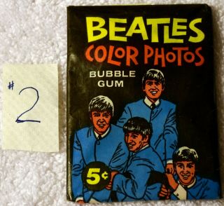Vintage 1964 Topps Beatles Color Photos Trading Cards Wax Pack (2)