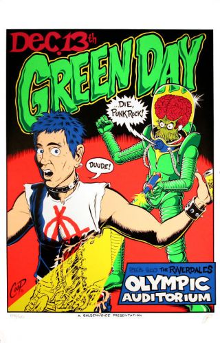 Green Day Poster The Riverdales 1995 Silkscreen Concert Poster Coop S/n